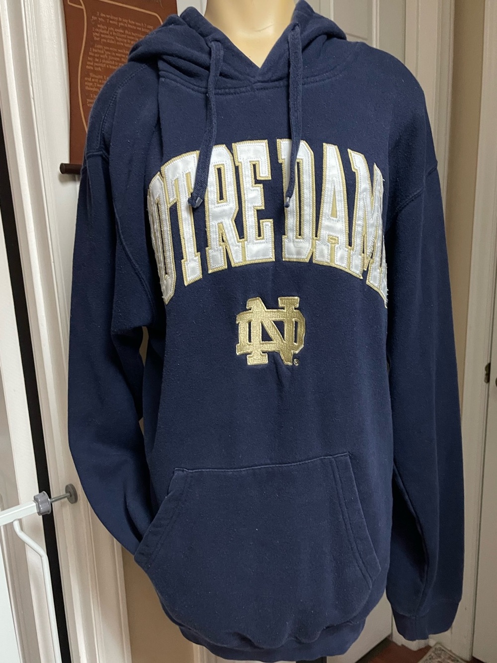 Notre Dame Navy Pullover Hoodie with Embroidered Logo